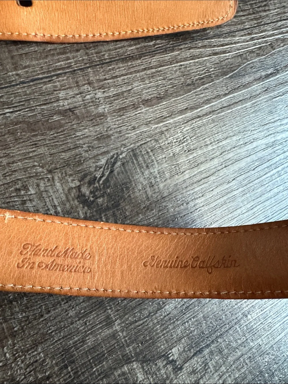 Martin Dingman Brown Leather Belt with Gold Buckle